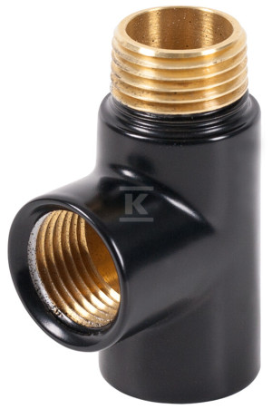Trójnik do grzałki, GZ 1/2"-GW 1/2"-GW 1/2", RAL 9005 czarny matt