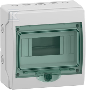 Розподільна коробка навісна Mini Mureva (колишня Kaedra) IP65 mMRV-1-8-NT-T прозорі двері 1 ряд 8 модулів/ряд