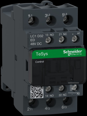 Контактор силовий TeSys D AC3 32A 3P 1NO 1NC котушка 48VDC гвинтові затискачі
