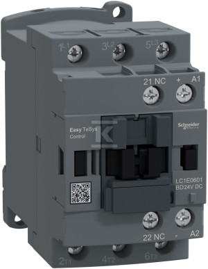 Контактор силовий, Easy TeSys Control, AC-3, 6A, 3P (1NC), котушка 24V DC