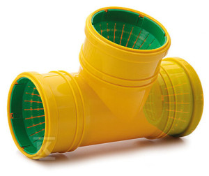 Trójnik drenarski PP 90st. DN/OD 72-100x72-100mm uniwersalny, kolor żółty