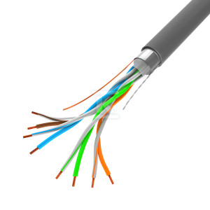 Kabel LAN FTP kat. 5E 305m drut CU szary CPR + fluke passed
