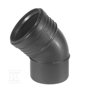 Коліно PP-HT Sitech Plus 160/45 санітарне, для внутрішньої каналізації з низьким рівнем шуму, колір чорний