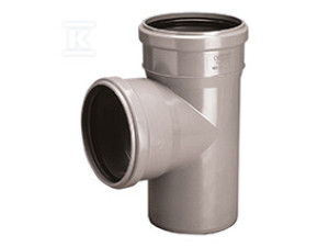 Трійник PVC-HT 75x75/88 санітарний, для внутрішньої каналізації, колір попелястий