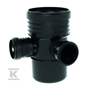 Czwórnik PP-HT Sitech Plus 110x50x50/87.5 dwupłaszczyznowy kątowy, wersja standard, sanitarny, do kanalizacji wewnętrznej niskoszumowej, kolor czarny