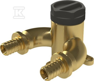 Kolano ścienne mosiężne z uszami typu U GW ultraLINE - 16 Rp1/2" L = 41 mm