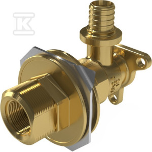Kolano ścienne mosiężne z uszami do suchej zabudowy GW ultraLINE - 16 Rp1/2" L = 78 mm