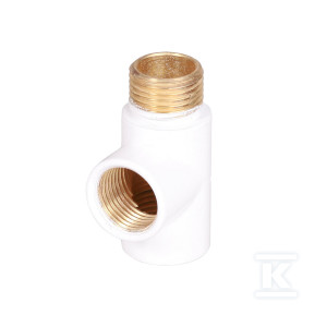 Trójnik do grzałki, GZ 1/2"-GW 1/2"-GW 1/2", RAL 9016 biały
