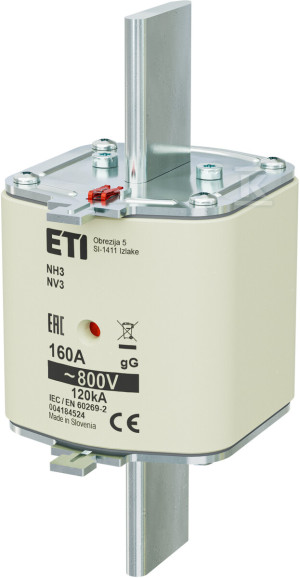 Wkładka bezpiecznikowa - NH3 gG 160A/800V - zwłoczna