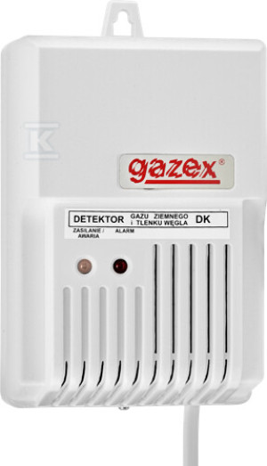 Датчик газу, побутовий детектор газів DK-24 Z/E CO+метан, тривога 50 ppm+15 %LFL, вихід для зовнішньої сирени + вихід керування клапаном,