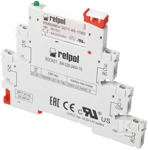Przekaźnik interfejsowy do długich linii 1P 6A 230V AC IP20 SIR6W-220-240VAC-10