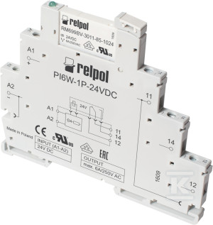 Інтерфейсний реле тонкопрофільний 1P 6A 24V DC IP20 PIR6W-1P-24VDC
