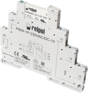 Реле інтерфейсу для довгих ліній керування 1P 6A 230V AC PIR6W-1P-230VAC-10