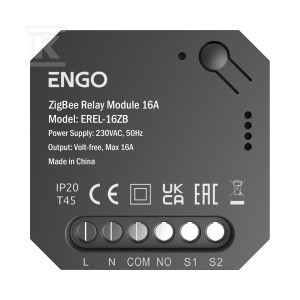 Smart Relay - Inteligentny przekaźnik, ENGO EREL-16ZB, do systemu ENGO Smart, czarny, ZigBee, 1x16A, NO-COM