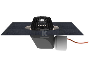 Wpust dachowy grawitacyjny DN75/110 poziomy, z kołnierzem bitumicznym, podgrzewany na 230V (10-30W/230V)
