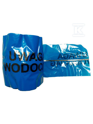 Taśma ostrzegawczo-lokalizacyjna LDPE z nadrukiem "WODOCIĄG", kolor niebieski 200mm × 0,08mm × 100m z wkładką o szerokości 10mm ze stali nierdzewnej