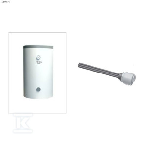 Wymiennik W-E 125.81 Mega z wężownicą spiralną stojące w komplecie z grzałką ME 0020 o mocy 2,0kW