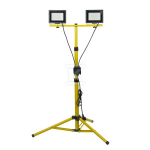 Naświetlacz LED na statywie, 2x50W, 7000lm, barwa 4000K, stopień ochrony IP65, regulowany statyw 60–140cm