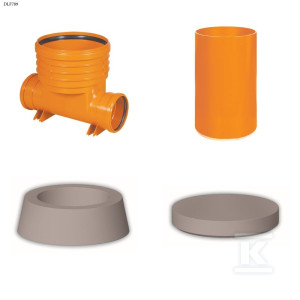 Studnia Diamir DN/OD 400 gładka, zestaw: kineta przelotowa TYP1 400xKG200 + trzon H=2m + stożek żelbetowy 400 kl.B125 + pokrywa żelbetowa 400 kl.A15