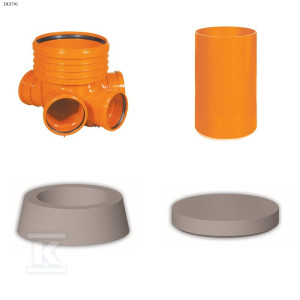 Studnia Diamir DN/OD 400 gładka, zestaw: kineta zbiorcza TYP2 400xKG160 + trzon H=2m + stożek żelbetowy 400 kl.B125 + pokrywa żelbetowa 400 kl.A15