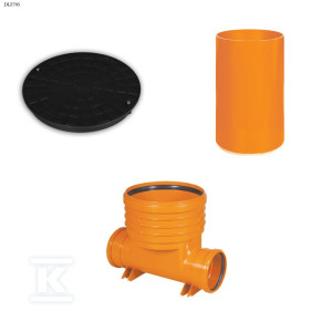 Studnia Diamir DN/OD 400 gładka, zestaw: kineta przelotowa TYP1 400xKG160 + trzon H=2m + pokrywa tworzywowa PP 400 kl.A15
