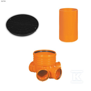 Studnia Diamir DN/OD 400 gładka, zestaw: kineta zbiorcza TYP2 400xKG160 + trzon H=2m + pokrywa tworzywowa PP 400 kl.A15