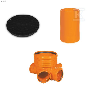 Studnia Diamir DN/OD 400 gładka, zestaw: kineta zbiorcza TYP2 400xKG200 + trzon H=2m + pokrywa tworzywowa PP 400 kl.A15