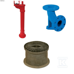Hydrant podziemny HP6 DN80 H1250, PN10, GJL, pojedyncze zamknięcie, kolumna stalowa + kolano stopowe N DN80, GJS + skrzynka żeliwna_ZESTAW