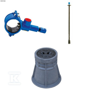 Nawiertka DN90x32 do rur PVC/PE, PN16, do wody, GJS + obudowa sztywna + skrzynka PEHD_ZESTAW