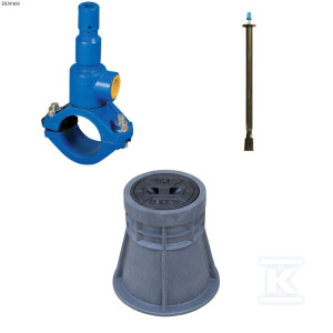 Nawiertka DN90x32 do rur PVC/PE, PN10, do wody, GJL + obudowa teleskopowa + skrzynka PEHD_ZESTAW