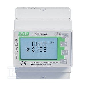 Licznik energii elektrycznej LE-03ETH-CT - trójfazowy, dwukierunkowy, Ethernet, Modbus TCP