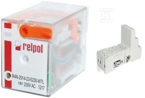 Przekaźnik elektromagnetyczny, przemysłowy R4N-2014-23-5230-WTL + Gniazdo wtykowe GZM4-SZARE do Przekaźnika R4 szare
