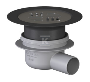 Wpust Classic do wykładzin PVC, odpływ poziomy DN50, syfon wodny 50mm, z rusztem ze stali nierdzewnej V2A o średnicy d141 i grubości 4mm, przykręcana