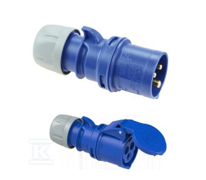 Wtyczka przenośna Shark 16A 230V 2P+Z IP44 + Gniazdo przenośne Shark 16A 230V 2P+Z IP44