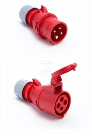 Wtyczka przenośna Shark 16A 400V 3P+Z IP44 + Gniazdo przenośne Shark 16A 400V 3P+Z IP44