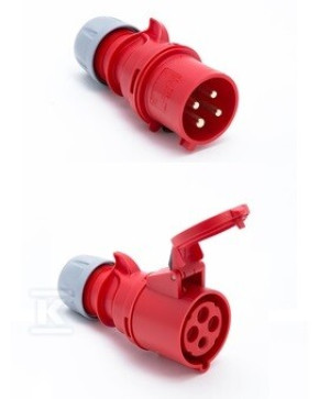 Wtyczka przenośna Shark 32A 400V 3P+Z IP44 + Gniazdo przenośne Shark 32A 400V 3P+Z IP44
