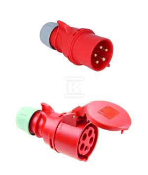 Wtyczka przenośna Shark 32A 400V 3P+Z+N IP44 + Gniazdo przenośne Shark 32A 400V 3P+Z+N IP44
