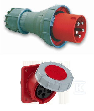 Wtyczka przenośna Power Twist 63A 400V 3P+Z+N IP67 + Gniazdo tablicowe skośne POWER TWIST 63A 400V 3P+Z+N IP67