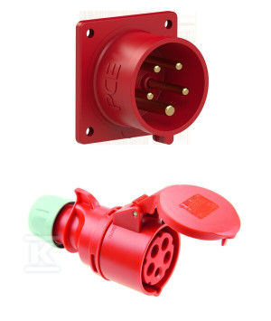 Wtyczka tablicowe prosta 16A 400V 3P+Z+N IP44 + Gniazdo przenośne Shark 16A 400V 3P+Z+N IP44