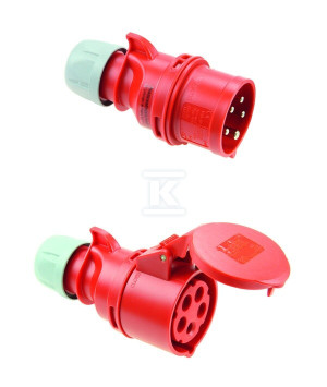 Wtyczka przenośna Shark - zwrotnica faz16A 400V 3P+Z+N IP44 + Gniazdo przenośne Shark 16A 400V 3P+Z+N IP44