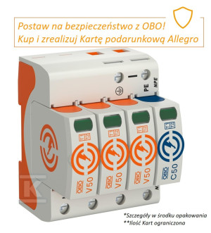 Ogranicznik przepięć, 4p Typ 1+2 (kl. B+C) typ V50-3+NPE-280