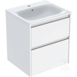Zestaw umywalki meblowej Selnova Square, slim rim, z szafką pod umywalkę, z dwoma szufladami: 55x62.1x48cm, Szerokość umywalki=55cm, Umywalka: biały,