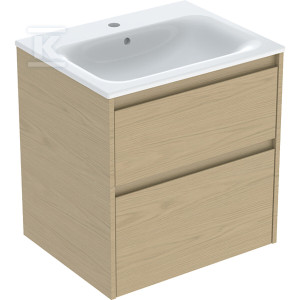 Комплект меблевої умивальної чаші Selnova Square, slim rim, із тумбою під умивальник, з двома шухлядами: 60x62.1x48cm, Ширина умивальника=60cm,