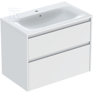 Zestaw umywalki meblowej Selnova Square, slim rim, z szafką pod umywalkę, z dwoma szufladami: 80x62.1x48cm, Szerokość umywalki=80cm, Umywalka: biały,