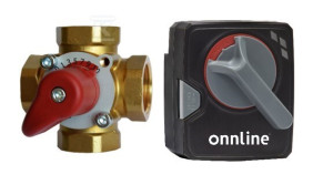 Zawór mieszający MIX M 4-25 kv 12 z siłownikiem SL 10-230 / 120s / ONNLINE