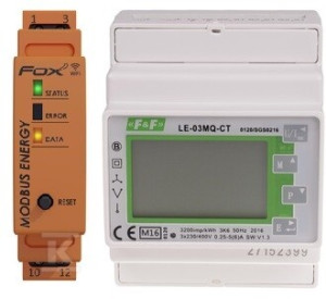 Zestaw do monitoringu energii: licznik energii elektrycznej- trójfazowy LE03MQ-CT, dwukierunkowy + integrator liczników energii WI-MODBUS-D