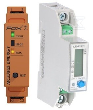 Zestaw do monitoringu energii: licznik energii elektrycznej- jednofazowy, LE-01MR + integrator liczników energii WI-MODBUS-D