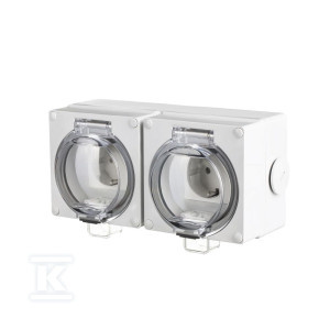 Подвійна розетка у герметичному корпусі, 16A/250V IP66, сірий OYSTER