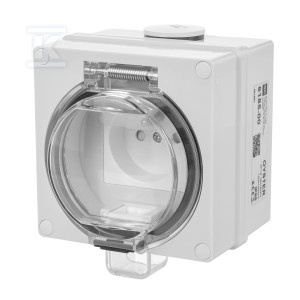 Одинарна розетка в герметичному корпусі, 16A/250V IP66, сіра OYSTER