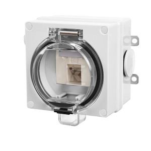 Одинарне гніздо комп'ютерне RJ45 kat6 у герметичному корпусі IP66, сірий OYSTER